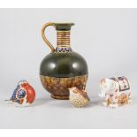 Box of mixed ceramics, including Royal Crown Derby elephant, birds, Goebel figures, Meissen group,