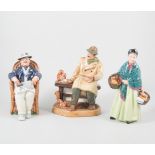 Royal Doulton Figures, 'Cup of Tea' HN2322, 'Orange Lady' HN1453,'Professor' HN228,