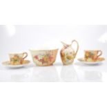 Royal Worcester blush ivory teaware pattern number 5171 decorated with flowers comprising nine 17cm