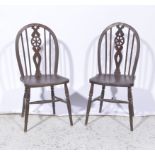 Pair of child's Windsor side chairs, wheel splat, solid seats.