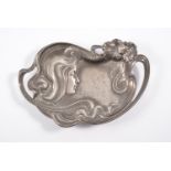 W.M.F. an Art Nouveau pewter tray, 23cm.