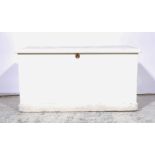 Modern pine blanket box, plinth base, width 91cm; and painted blanket box.