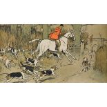 After Cecil Aldin, 'The Scent', indistinctly signed in the margin, colour print,