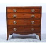 Late Georgian mahogany chest of drawers, rectangular top, satinwood crossbanding,