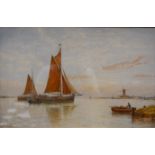 George Stanfield Walters, 'Barges by an Estuary', signed, watercolour, 32cm x 50cm.