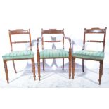 Set of eight Georgian IV mahogany dining chairs, bar backs, carved rope-twist rails,