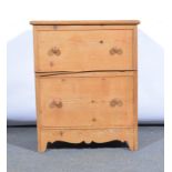 Stripped pine chest commode, with a dummy two drawer fascia, width 59cm.