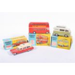 Corgi Toys diecast models, Ford Thames, London bus, Supier ambulance, boxed (3).