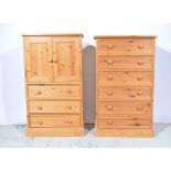 Reproduction pine chest of drawers, fitted with six long drawers, plinth base,