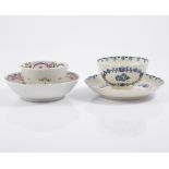 A tray of decorative ceramics to include two pearlware teabowls and saucer,