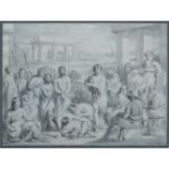 John Wood Scene in Ancient Greece signed and dated 1848 en grisaille drawing 23cm x 32cm.