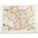 William Kip, After Christopher Saxton, Lecestriae Comitatus Sive,coloured County map, 29 x 36cm,