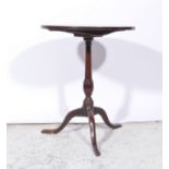 Victorian mahogany pedestal table, circular tilt top, turned column, tripod legs, diameter 55cm.