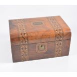 Victorian walnut workbox, part silk lined interior,