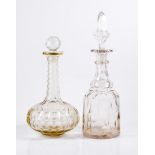 Victorian cut-glass mallet-shaped decanter, with stopper,