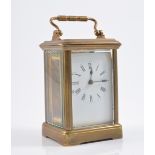 French brass cased carriage clock, white enamel dial, platform escapement, 13cm.