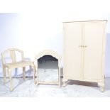 Cream painted six-piece bedroom suite, comprising dressing table with two frieze drawers,