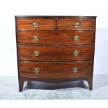 Victorian mahogany bow-front chest of drawers, the top with a reeded edge,
