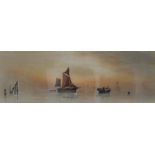 Garman Morris, 'Early Morning' and 'Evening', pair of watercolours, 19cm x 53cm.