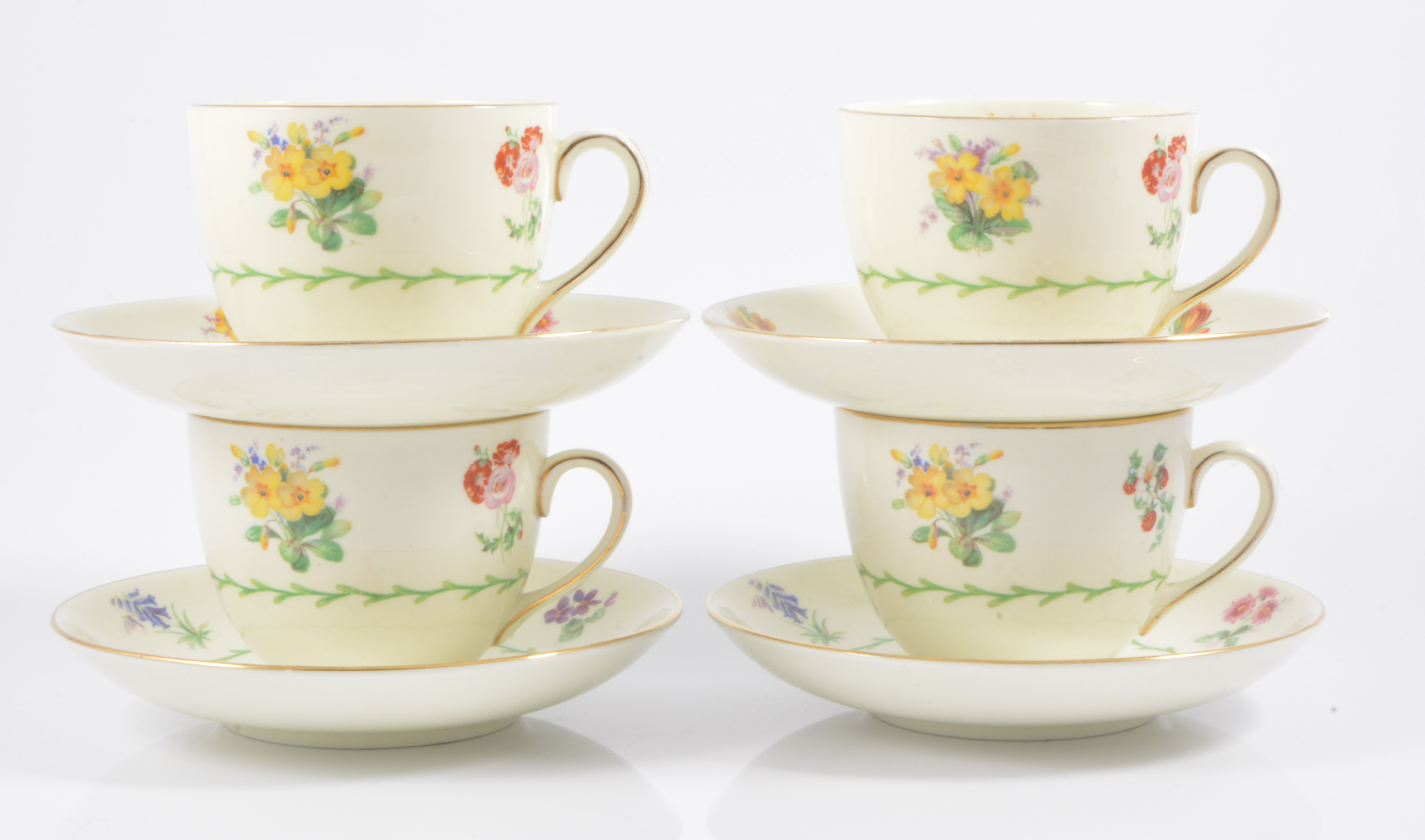 A Royal Doulton Spring Flowers Breakfast Set, comprising six large breakfast cups, saucers,