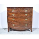 Victorian mahogany bow-front chest of drawers, fitted with two short and three long drawers.