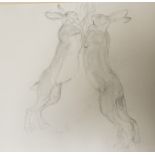 John Bickley, 'Mad March Hares', signed and dated '96, pencil drawing, 29cm x 33cm.