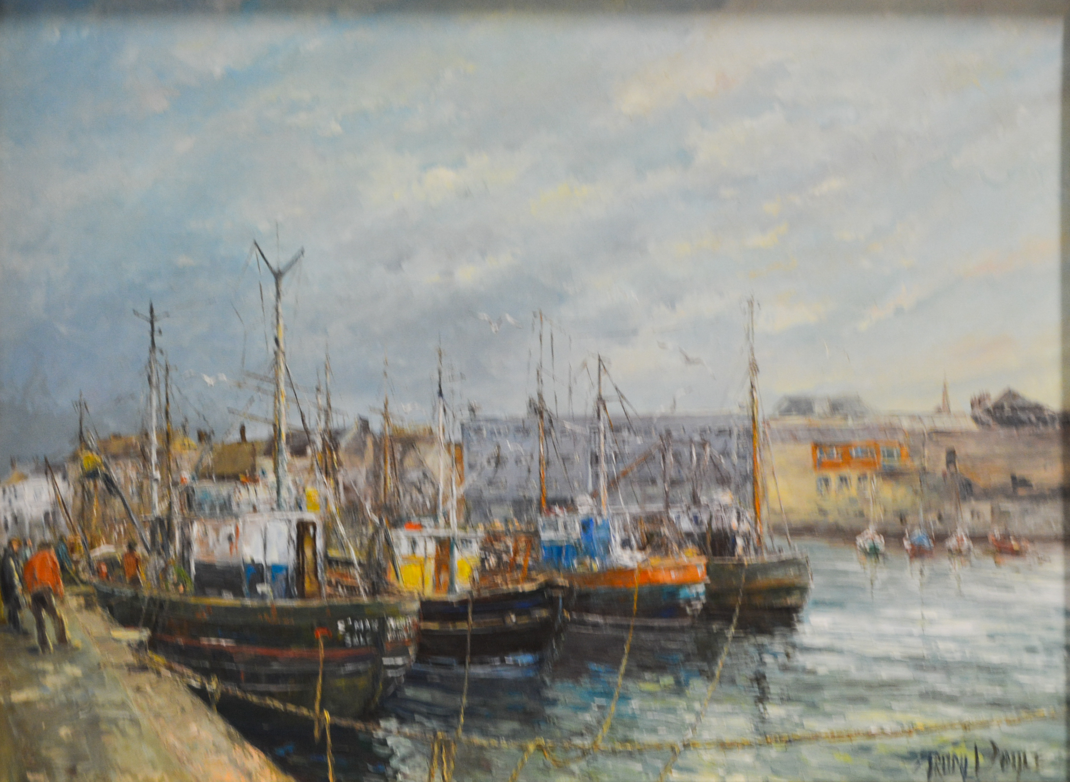 Trudy Doyle "Alongside The Barbican" (Plymouth Devon) oil on board 43cm x 60cm,