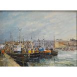 Trudy Doyle "Alongside The Barbican" (Plymouth Devon) oil on board 43cm x 60cm,