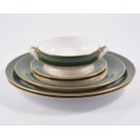 Spode bone china table service, Green Velvet pattern, including dinner and coffee ware.