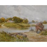 G. Hodgson, 'Ferry at Wilford, Notts', 1854, signed and titled, watercolour, 28cm x 36cm.