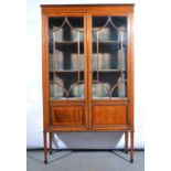 Edwardian mahogany display cabinet, moulded cornice,