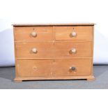 Victorian pine chest of drawers, rectangular top with a moulded edge,