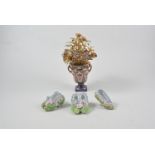 Imari pattern ornamental vase, gilt metal and enamelled flowers, 20cm,