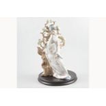 Modern Lladro figure of a Japanese girl in contemplation, No. P-13, with plinth, 33cm.