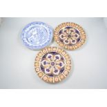 Pair of Derby Crown porcelain Imari pattern plates,