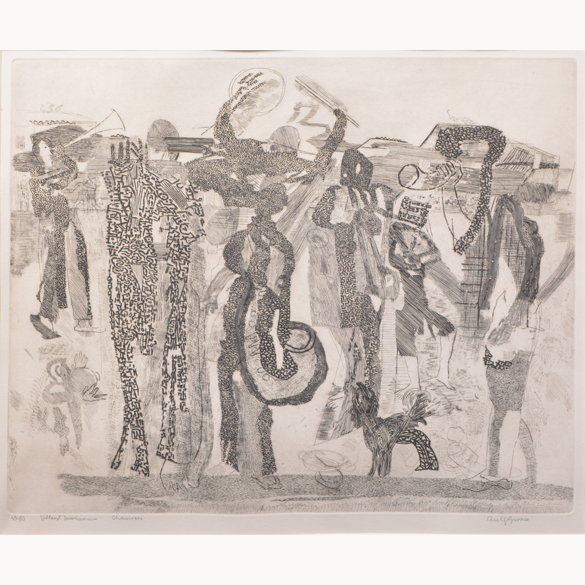 After Anthony Gross, Charivari series, six monochrome prints, including Musicians with Tuba, - Image 5 of 6