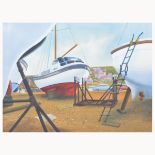 Sidney Homer, The Boat Yard, Whitby, watercolour, signed, 34cm x 47cm, labelled verso.
