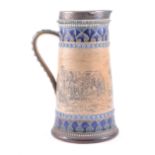 Hannah Barlow for Doulton Lambeth, a stoneware lemonade jug incised with sheep, 1878,