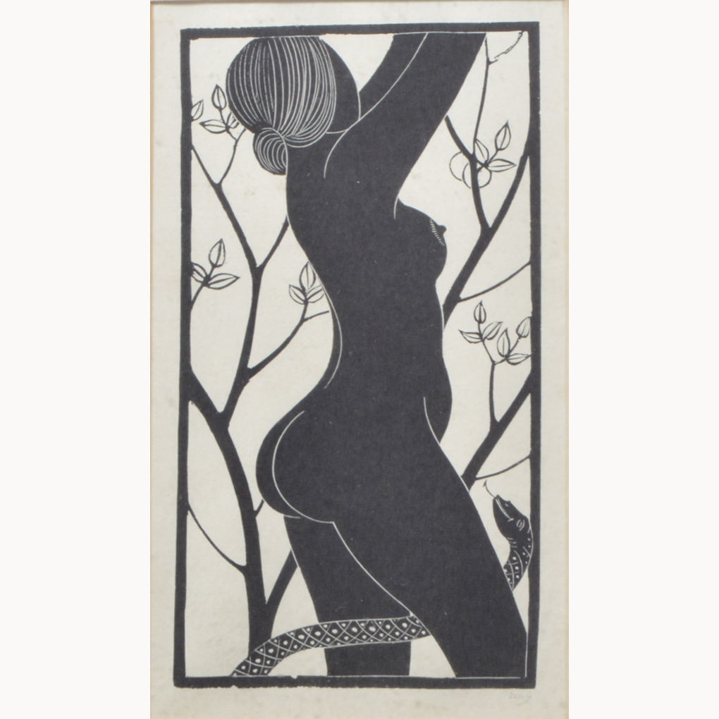 After Eric Gill, Eve, limited edition offset monochrome lithograph, 23cm x 11cm,