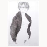 After Francis Kelly, Fur Coat, monochrome print, signed, titled, marked 'artist's proof',