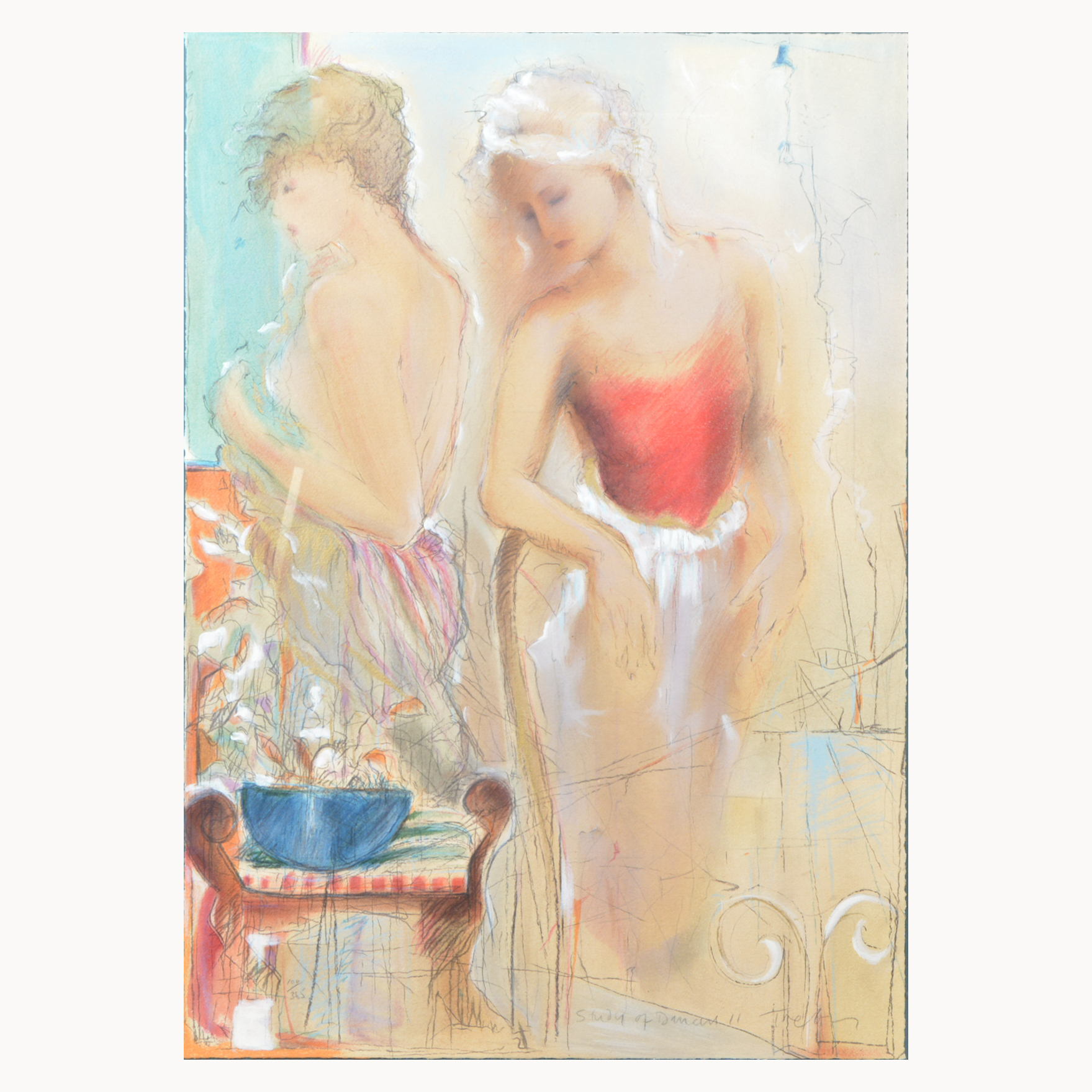 After Janet Treby, Study of Dancers II, signed limited edition print, 100/385, 67cm x 48cm.