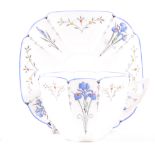 Shelley, a part tea set, Blue Iris pattern on Queen Anne shape, comprising six trios, cake plate,