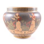 Doulton Burslem, a large earthenware jardiniere decorated with seven Muses, circa 1910,