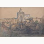 Frederick George Wills, Crowland, Lincs, signed, titled and dated, pen and watercolour, 36cm x 53cm.
