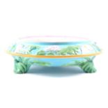 A large George Jones majolica footed lily bowl, with original liner,