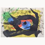 After Joan Miro, Untitled, colour lithograph, 38cm x 56cm, with centre crease.