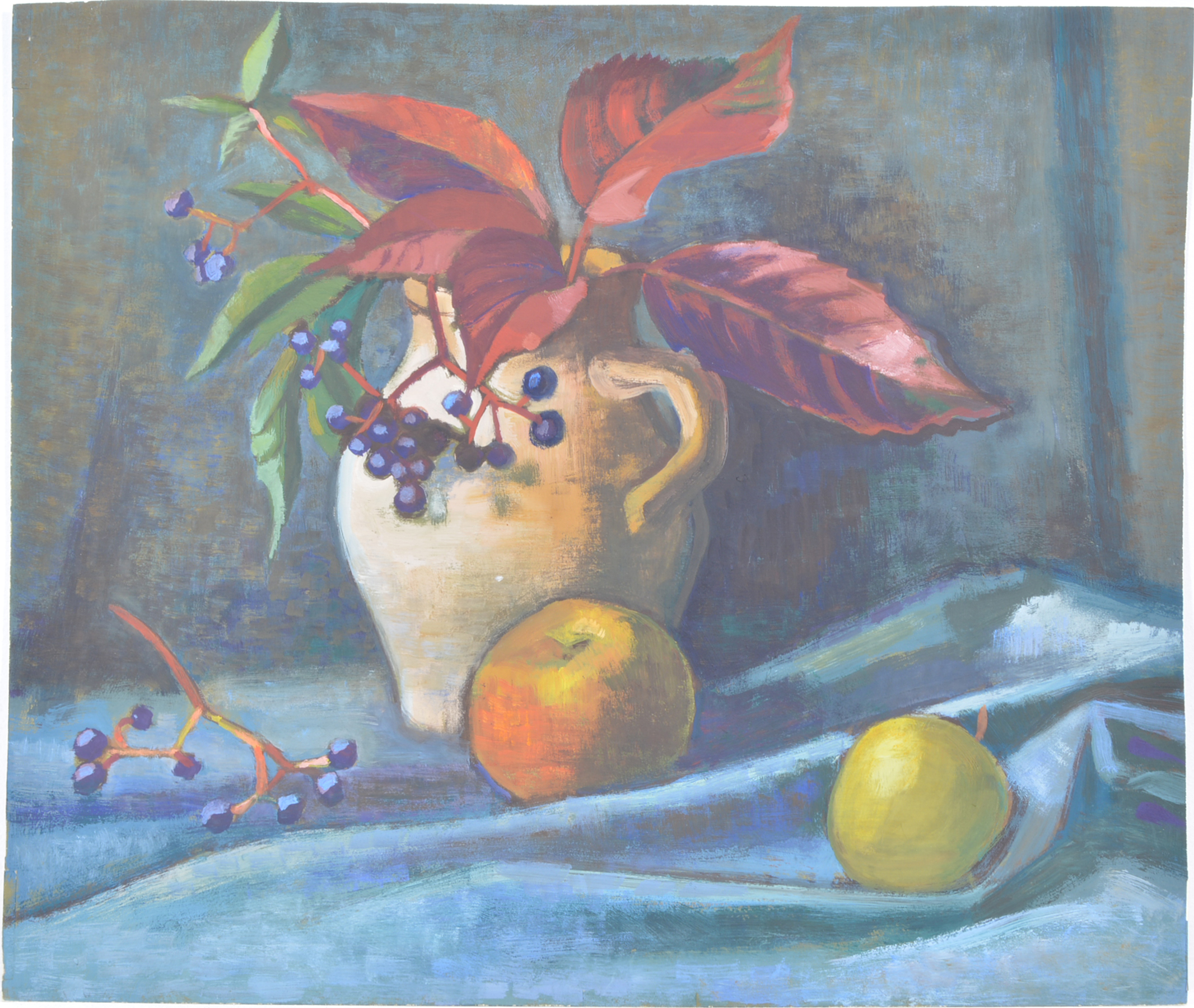 Herbert Scheurich, Two still life of fruit, mixed media on paper, 35. - Image 2 of 2