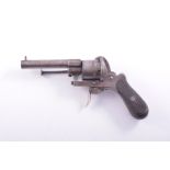 Lefaucheux revolver, 6-shot, pinfire, folding trigger, 7mm calibre, barrel 9cm (3.5"), serial no.