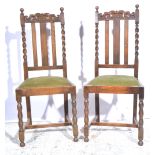 Set of four oak dining chairs, 1940s, carved crestings above slats, drop-in seats,