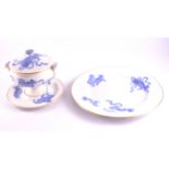 Wedgwood part dinner service, blue and white printed decoration of a Chinese Temple dog.